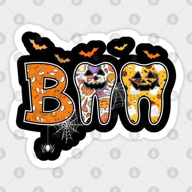 Boo Teeth Pumpkin Dentist Dental Hygienist Halloween Costume Sticker by Nisrine